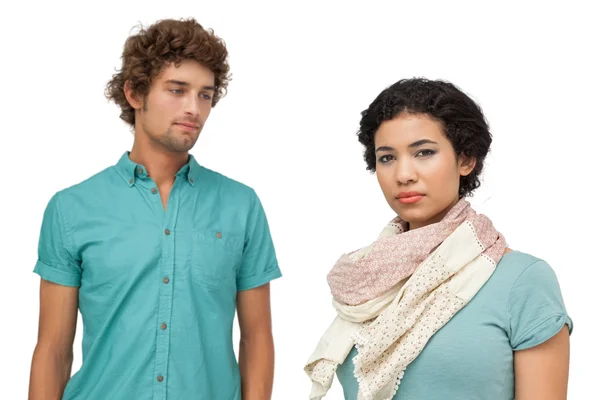 Serious casual young couple — Stock Photo, Image