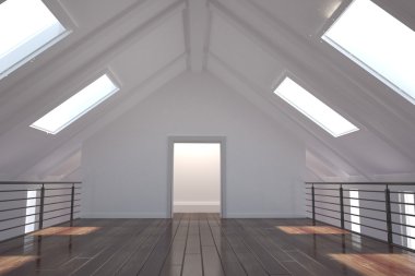 White room with skylights clipart