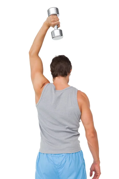 Vista trasera de un hombre que hace ejercicio con mancuerna — Foto de Stock