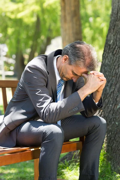 Disappointed businessman in park — Stock Photo, Image