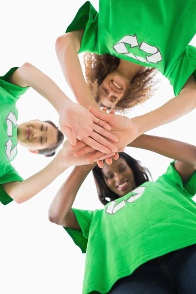 Environmental activists putting hands together — Stock Photo, Image