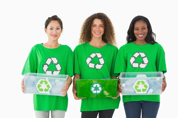 Team of environmental activists holding boxes — Stock Photo, Image