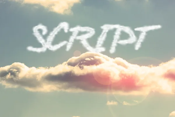 Script - against bright blue sky with cloud — Stock Photo, Image
