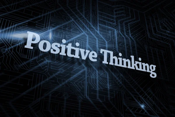 Positive thinking against futuristic black and blue background — Stock Photo, Image