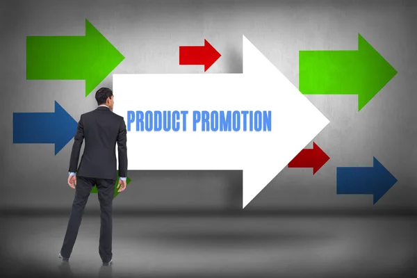 Product promotion - against arrows pointing — Stock Photo, Image