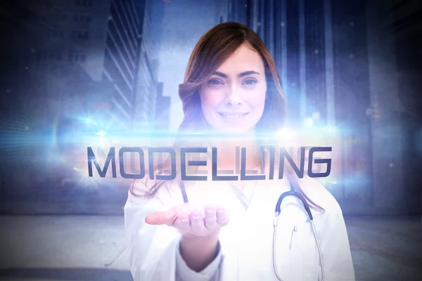 Woord modellering en portret van vrouwelijke verpleegster — Stockfoto