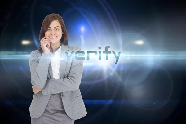 Verify against futuristic black background with circles — Stock Photo, Image