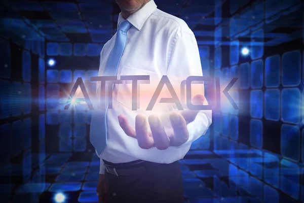 Businessman presenting the word - attack — Stock Photo, Image