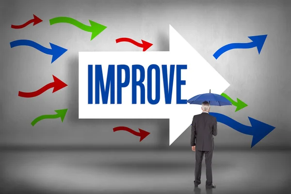 Improve - against arrows pointing — Stock Photo, Image