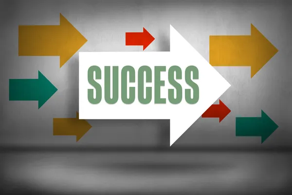 Success against arrows pointing — Stock Photo, Image