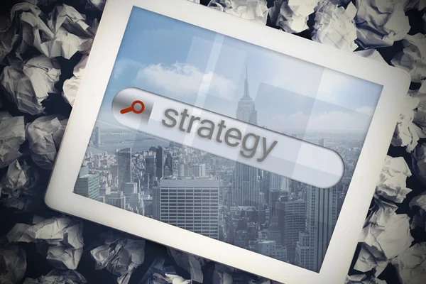 Strategy in search bar on tablet screen — Stock Photo, Image