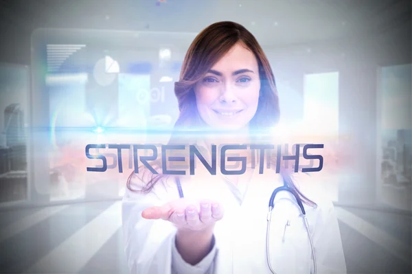 Word strengths and portrait of female nurse — Stock Photo, Image