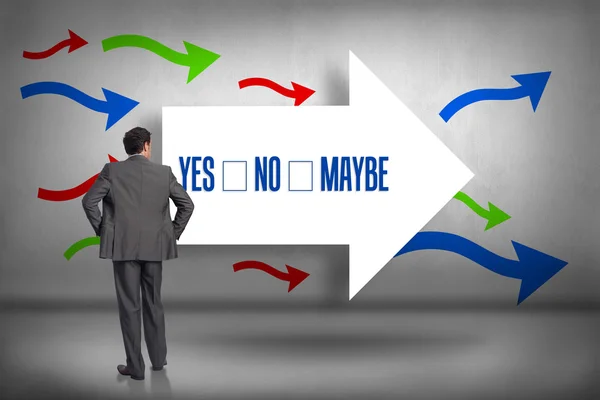 Yes, no, maybe - against arrows pointing — Stock Photo, Image