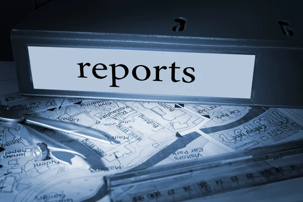 Iratgyűjtő kék üzleti jelentések — Stock Fotó