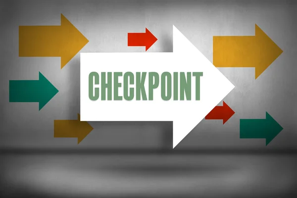 Checkpoint mot pilar som pekar — Stockfoto