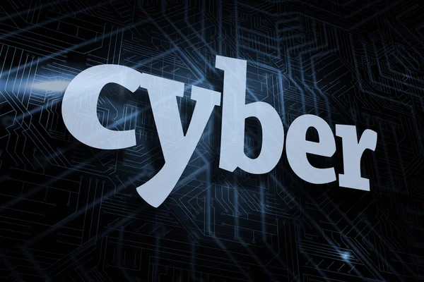 Cyber against futuristic black and blue background — Stock Photo, Image