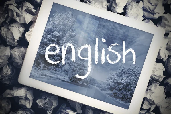 Angielski w pasku wyszukiwania na ekranie tabletu — Zdjęcie stockowe