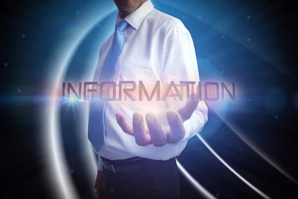 Businessman presenting the word - information — Stock Photo, Image