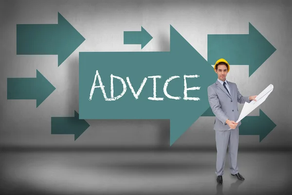 Advice against blue arrows pointing — Stock Photo, Image