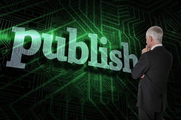 Word publish and thoughtful businessman — Stock Photo, Image