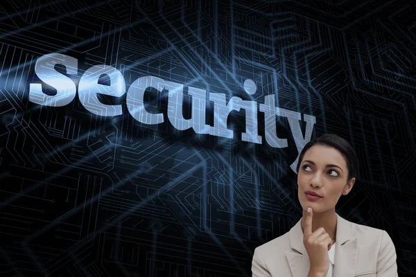 Word security and smiling businesswoman — Stock Photo, Image