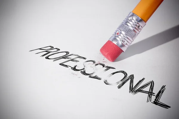 Ołówek kasowanie słowo profesjonalny — Zdjęcie stockowe