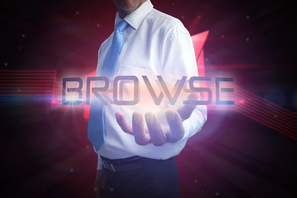 Businessman presenting the word browse — Stock Photo, Image