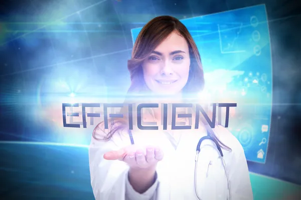 Word efficient and portrait of female nurse — Stock Photo, Image