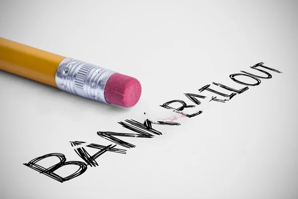 Bank bailout against pencil with an eraser — Stock Photo, Image