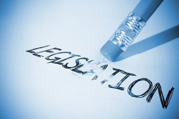 Pencil erasing the word Legislation — Stock Photo, Image