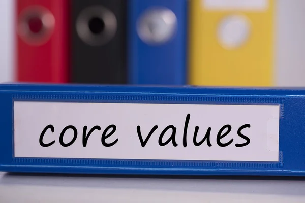 Valores fundamentais no encadernador azul de negócios — Fotografia de Stock