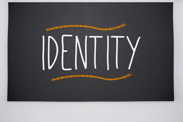 Identidade escrita no quadro grande — Fotografia de Stock