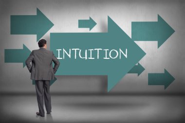 Intuition - against blue arrows pointing clipart