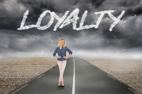 Loyalty against misty brown landscape with street — Stock Photo, Image