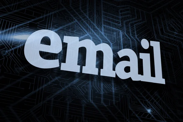 Email contra fundo preto e azul futurista — Fotografia de Stock