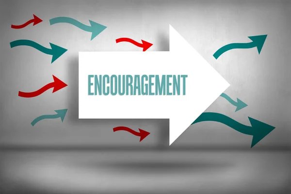 Encouragement - against arrows pointing — Stock Photo, Image