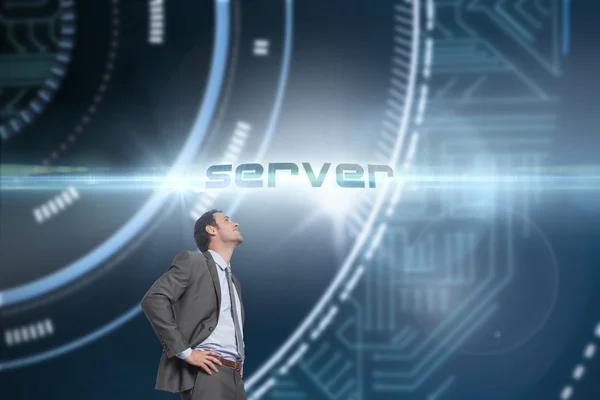 Server against futuristic technological background — Stock Photo, Image