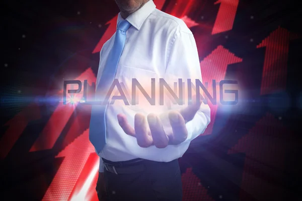 Businessman presenting the word - planning — Stock Photo, Image