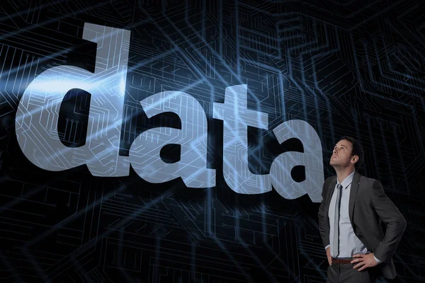 Data mot futuristisk svart och blå bakgrund — Stockfoto