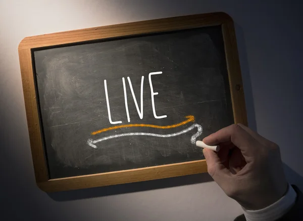 Scrittura a mano Live on chalkboard — Foto Stock