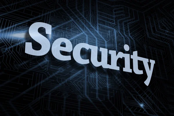 Security against futuristic black and blue background — Stock Photo, Image