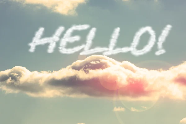 Hello! - against bright blue sky with cloud — Stock Photo, Image