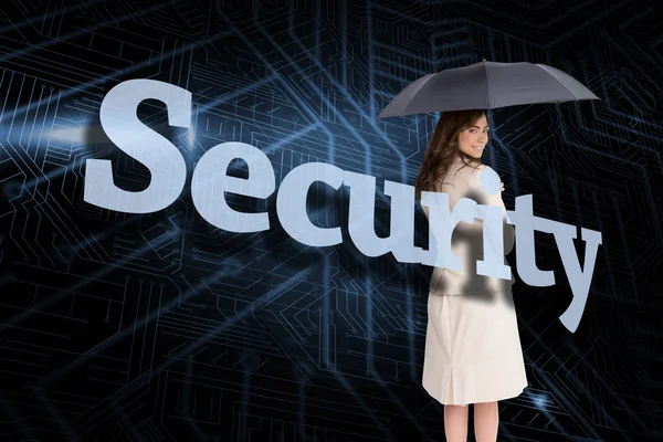 Businesswoman behind the word security — Stock Photo, Image