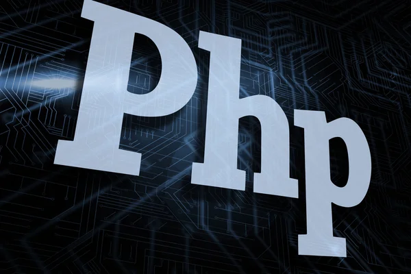 Php against futuristic black and blue background — Stock Photo, Image