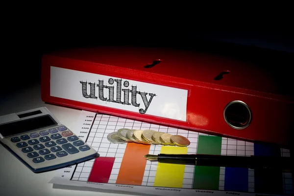 Utility on red business binder — Stock Photo, Image