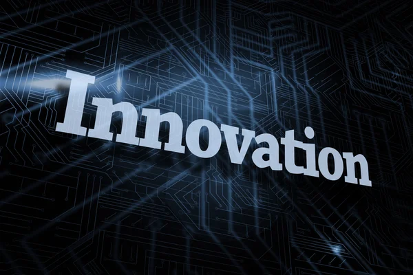 Innovation against futuristic black and blue background — Stock Photo, Image