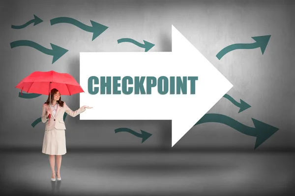 Checkpoint contra setas apontando — Fotografia de Stock