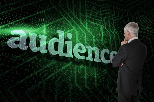 Word audience and thoughtful businessman — Stock Photo, Image