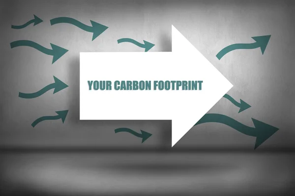 Your carbon footprint - against arrows pointing — Stock Photo, Image