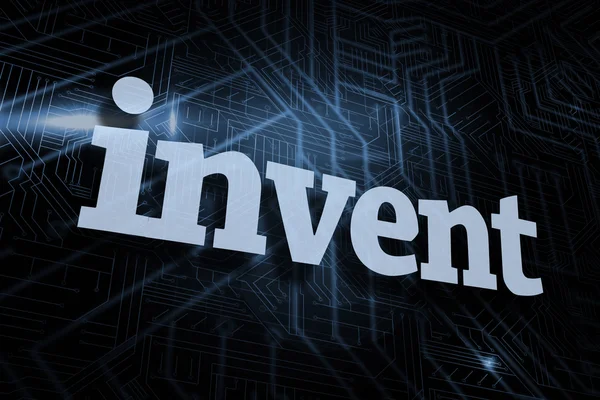 Invent against futuristic black and blue background — Stock Photo, Image